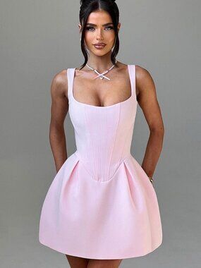 Babyboo Janiyah Corset Bodice Mini Dress in Blush